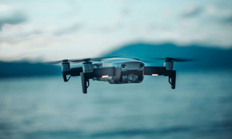 gray DJI Mavic drone in selective focus photography