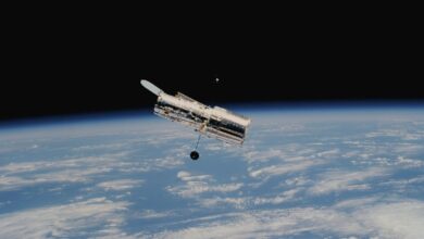 Hubble Space Telescope above earth's atmosphere